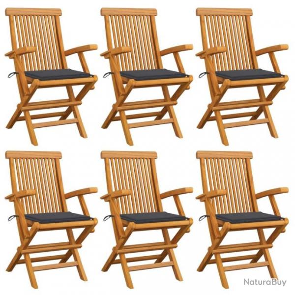 Chaises de jardin avec coussins anthracite 6 pcs Bois de teck