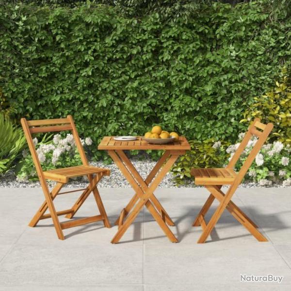 Ensemble de bistro pliable 3 pcs bois d'acacia solide