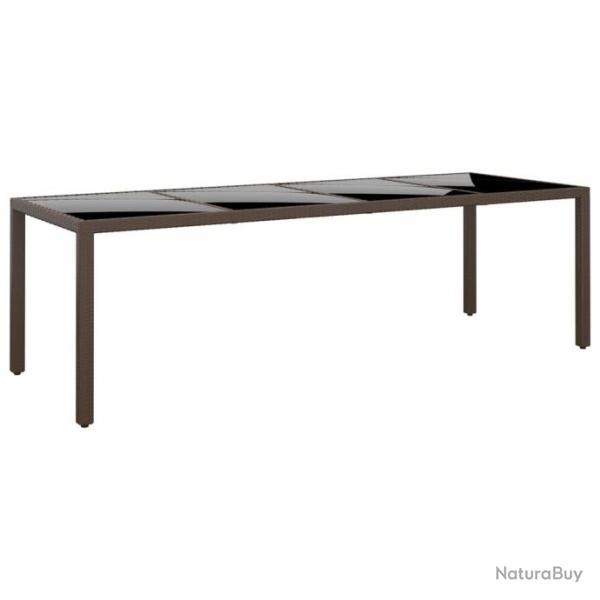 Table de jardin avec dessus en verre marron rsine tresse