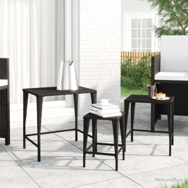 Tables gigognes 3 pcs noir rsine tresse