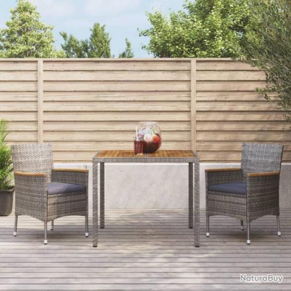 salle  manger de jardin 3 pcs avec coussins Gris