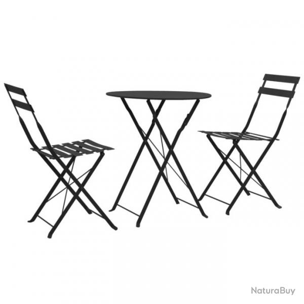 Mobilier de bistro 3 pcs Acier Noir