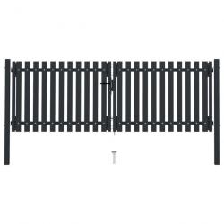 Portail de clôture à double porte Acier 306x175 cm Anthracite