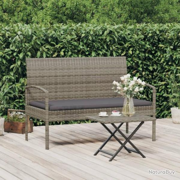 Banc de jardin avec coussin gris 105 cm rsine tresse