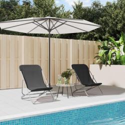 Chaises de plage pliantes 2pcs textilène acier enduit de poudre