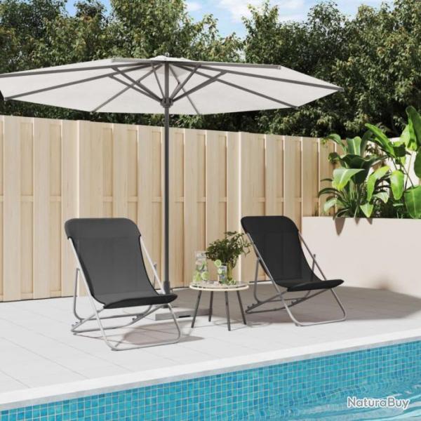 Chaises de plage pliantes 2pcs textilne acier enduit de poudre