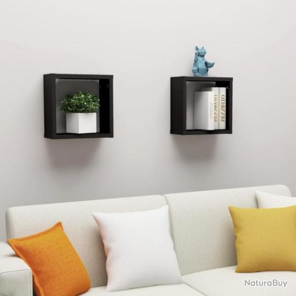 tagres cube murales 2 pcs Noir 30x15x30 cm