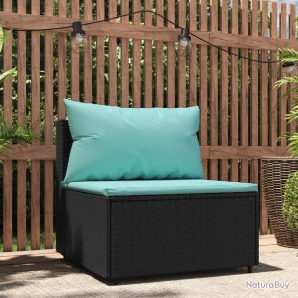 Canap central de jardin avec coussins noir rsine tresse