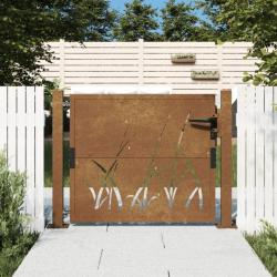 Portail de jardin 105x80 cm acier corten conception d'herbe