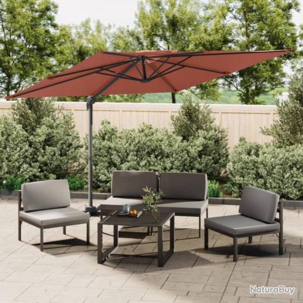 Parasol cantilever  double toit Terre cuite 300x300 cm