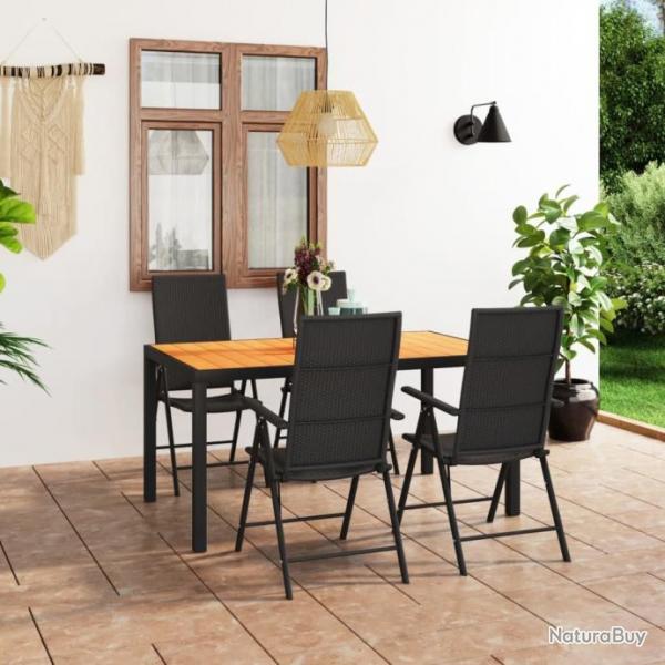 salle  manger de jardin 5 pcs Noir et marron