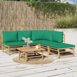 Salon de jardin 6 pcs avec coussins vert bambou