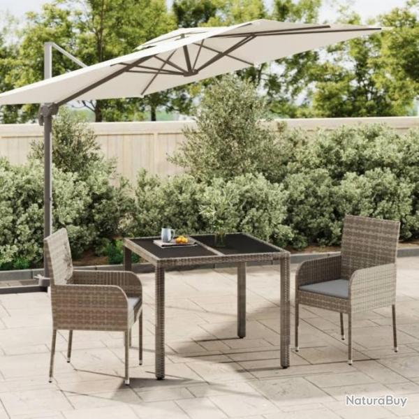 salle  manger de jardin 3 pcs avec coussins Gris