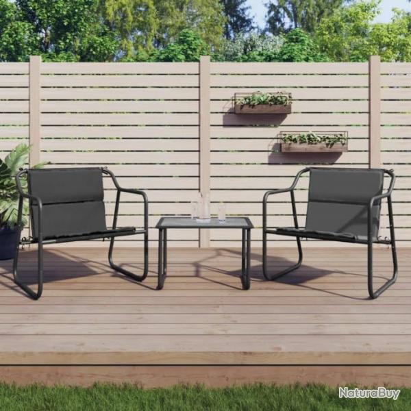 Salon de jardin avec coussins 3 pcs anthracite acier