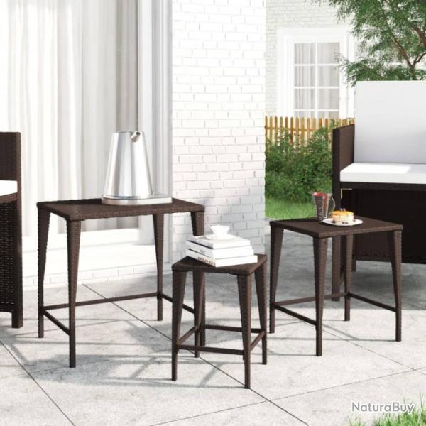 Tables gigognes 3 pcs marron rsine tresse