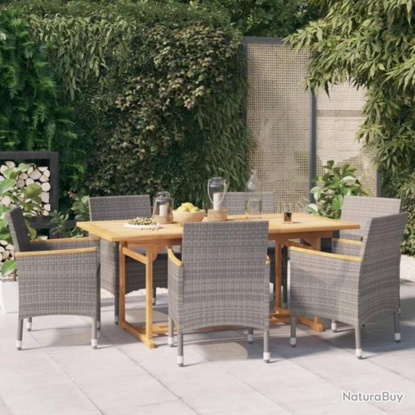 salle  manger de jardin 7 pcs avec coussins Gris