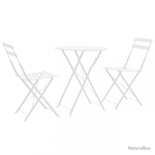 Mobilier de bistro 3 pcs Acier Blanc