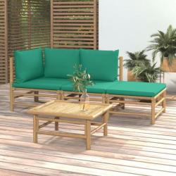 Salon de jardin 4 pcs avec coussins vert bambou
