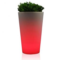 Lampe/pot de fleurs rond rechargeable à LED 38 cm