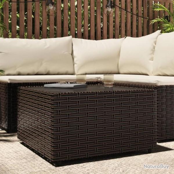 Table basse de jardin carr marron 50x50x30 cm rsine tresse