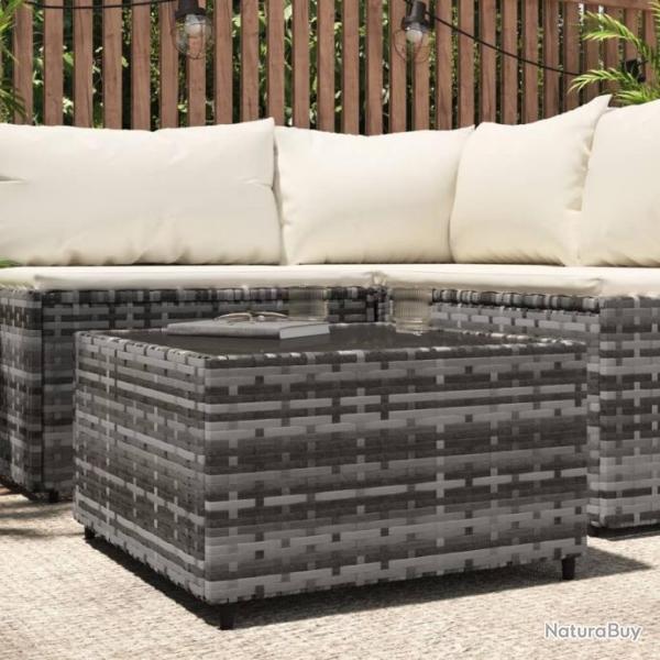 Table basse de jardin carr gris 50x50x30 cm rsine tresse