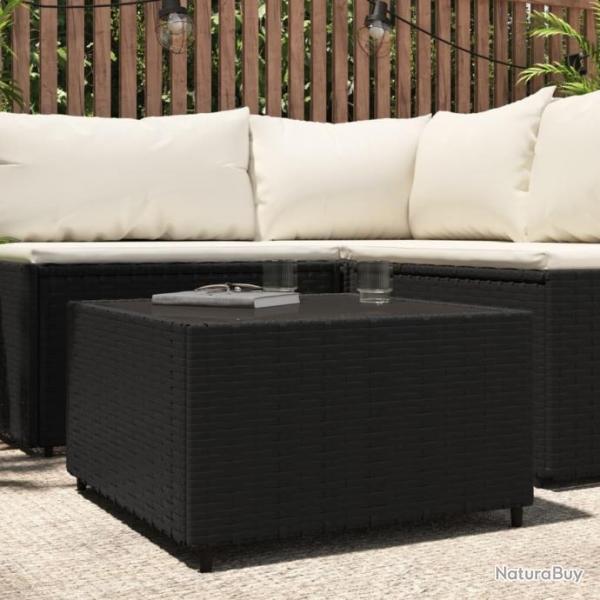 Table basse de jardin Carr Noir 50x50x30 cm Rsine tresse