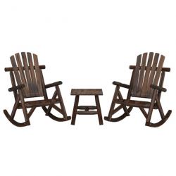 salon de jardin 3 pcs bois massif d'épicéa