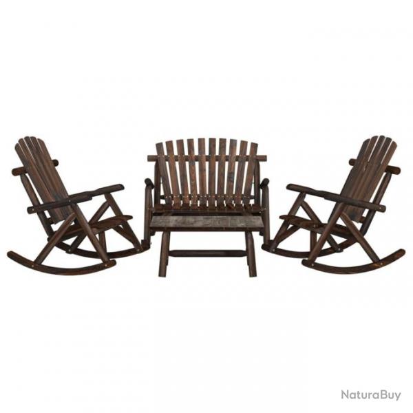 salon de jardin 4 pcs bois massif d'pica