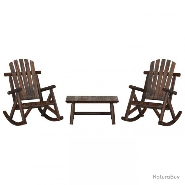 salon de jardin 3 pcs bois massif d'pica