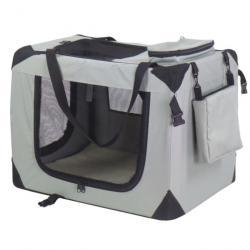 Caisse de transport pour chiens Nylon 90x61x65 cm Gris