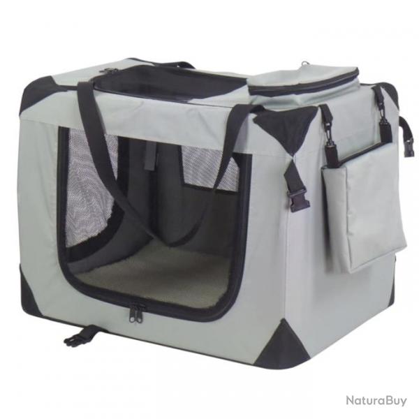 Caisse de transport pour chiens Nylon 90x61x65 cm Gris