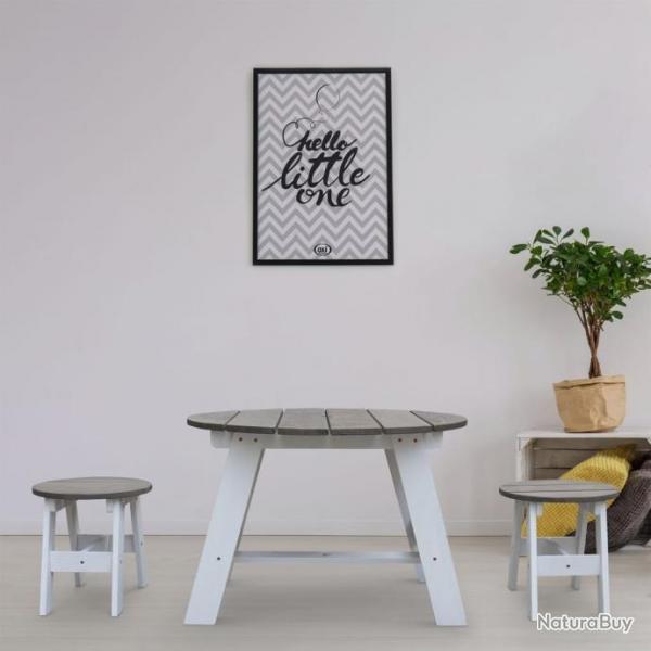 table de pique-nique enfants 3 pcs Gris et blanc