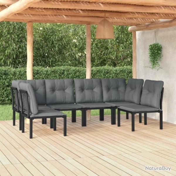 Salon de jardin 6 pcs noir et gris rsine tresse