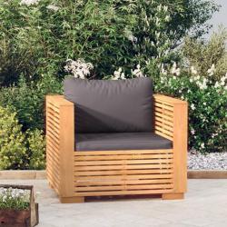 Fauteuil de jardin avec coussins gris foncé Bois de teck massif