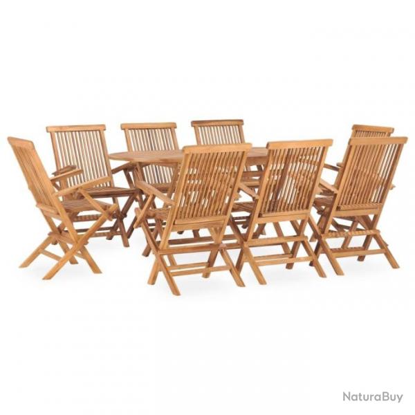 Mobilier  dner d'extrieur pliable 9 pcs Bois solide de teck