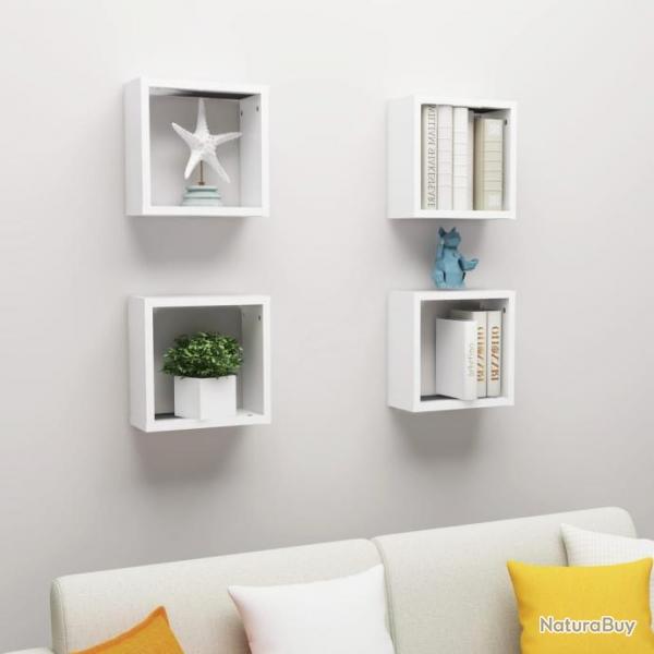 tagres cube murales 4 pcs Blanc 30x15x30 cm