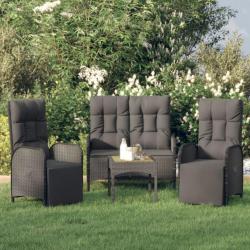 salle à manger de jardin avec coussins 3 pcs Noir