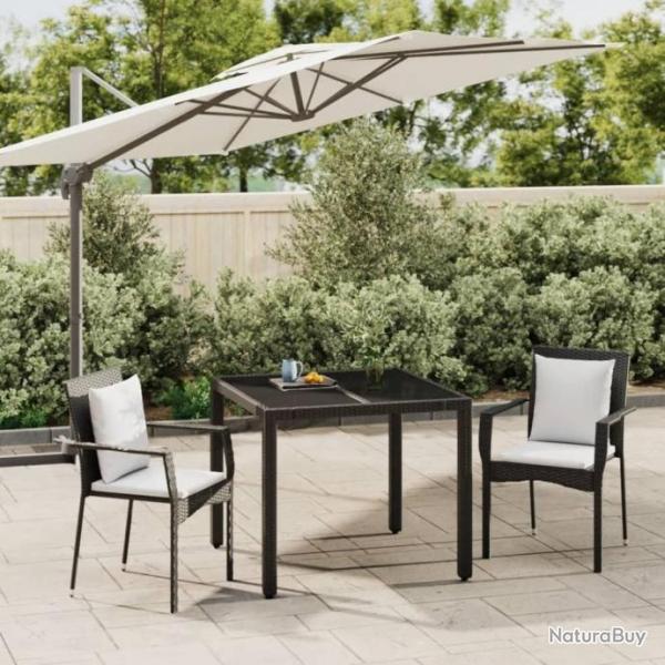 salle  manger de jardin avec coussins 3 pcs Noir