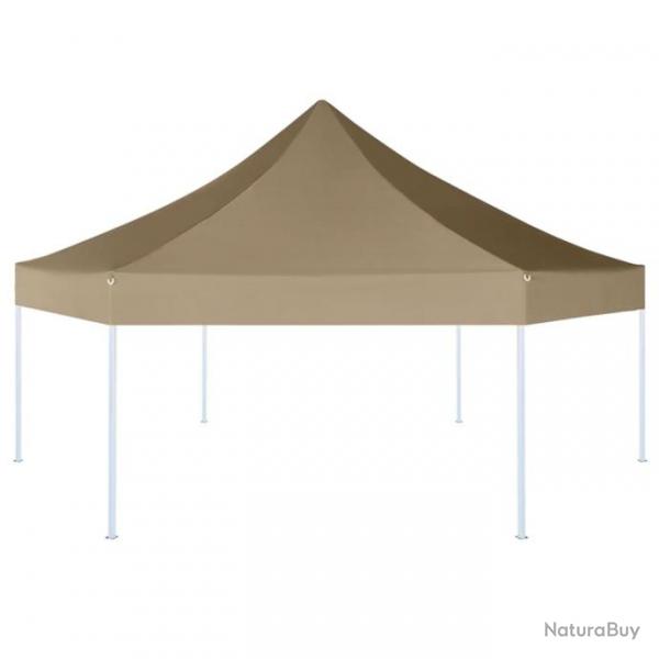 Chapiteau hexagonal pliable 3,6x3,1 m taupe 220g/m