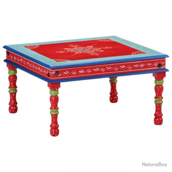 Table basse rouge bois de manguier massif peint  la main