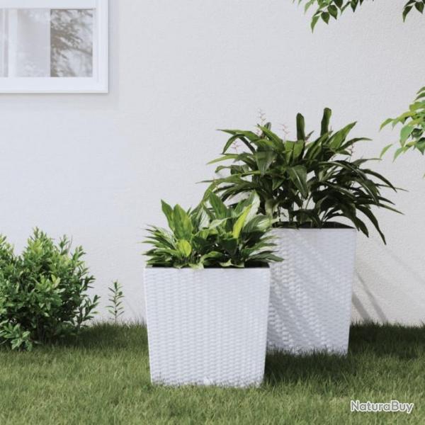 Jardinire et intrieur amovible blanc 21 /32 L rotin PP