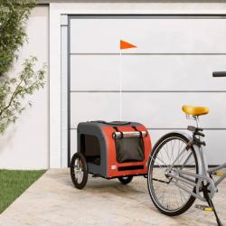 Remorque de vélo pour chien orange et gris tissu oxford et fer