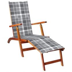 Chaise de terrasse avec repose-pied et coussin Acacia solide