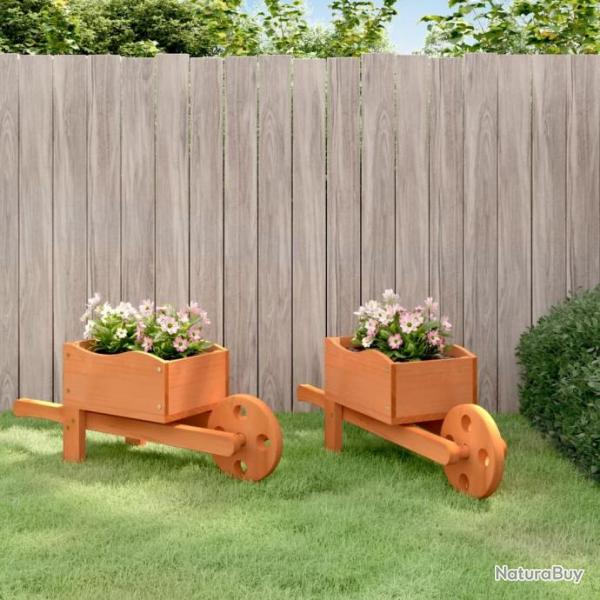 Jardinires brouette 2 pcs 47x15x19 cm bois de sapin massif