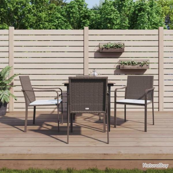 Ensemble  manger de jardin 5 pcs coussins rsine tresse acier