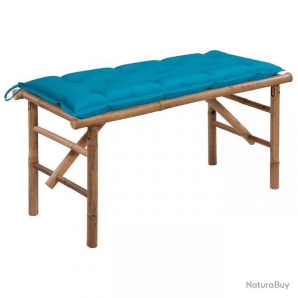 Banc de jardin pliable avec coussin 118 cm Bambou