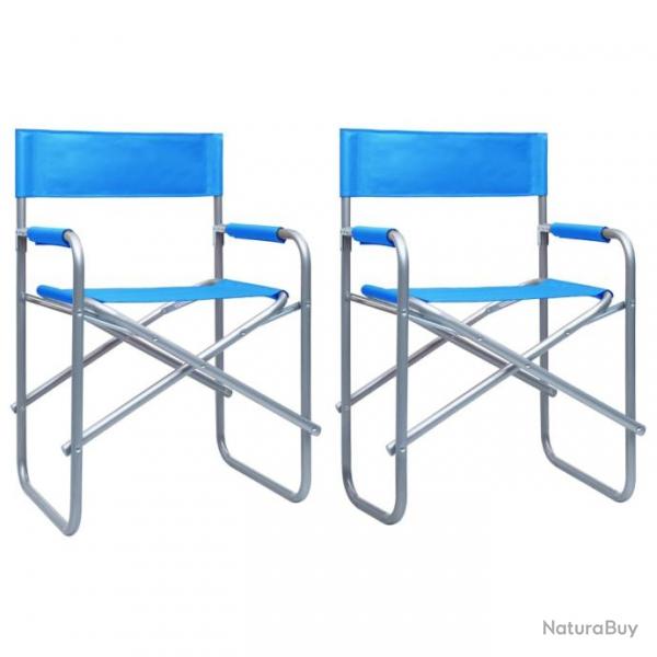 Chaises de metteur en scne 2 pcs Acier Bleu