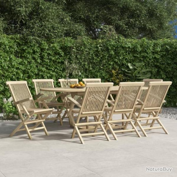 Chaises de jardin pliantes 8 pcs gris 56x61x89 cm bois de teck