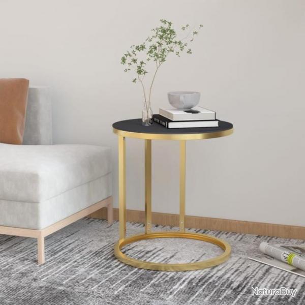 Table d'appoint Dor et noir 45 cm Verre tremp