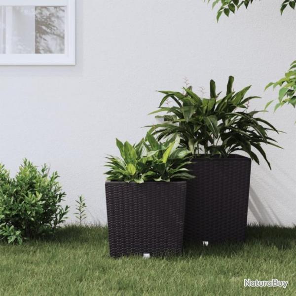 Jardinire et intrieur amovible marron 21 /32 L rotin PP